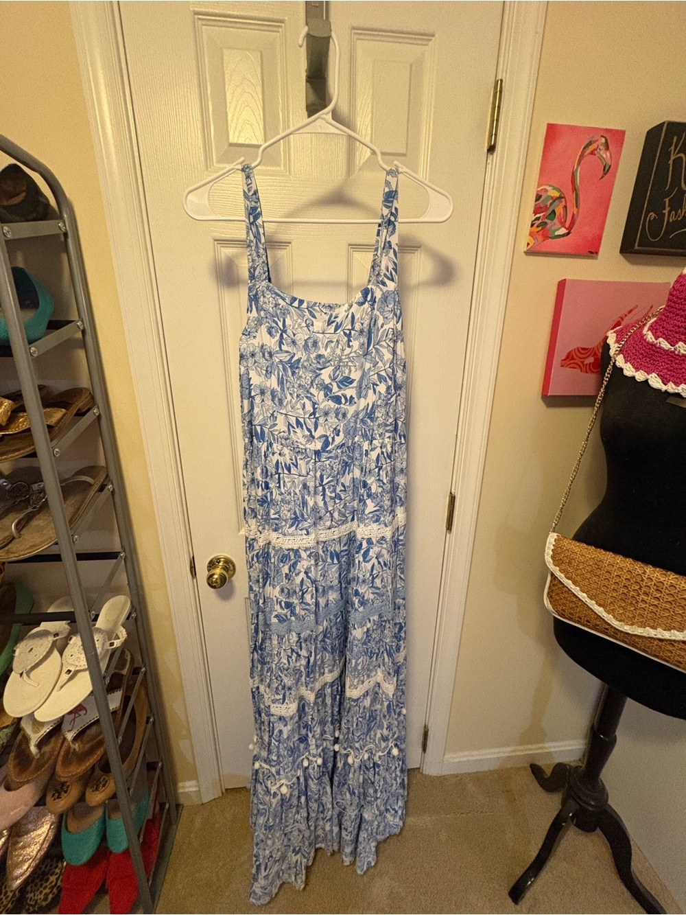 NWT Crown & Ivy Blue Floral Maxi Dress